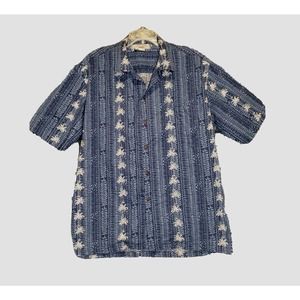 Vintage Single Stitch Pacific Legend Blue Palm Button Up Hawaiian Shirt Men 2XL